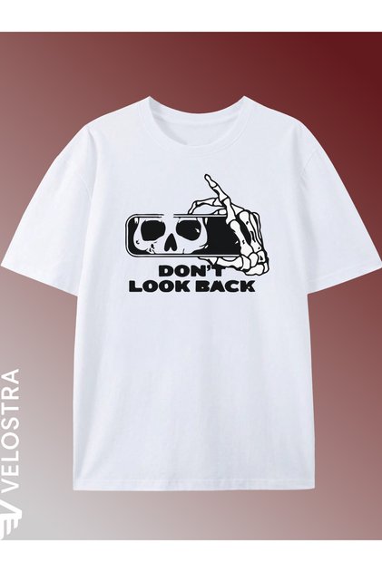 Unisex Women Men Don'T Look Back Printed Oversized Comfortable Daily Use Combed Cotton T-Shirt