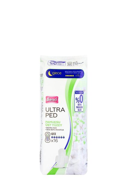 Ultra Hygienic Pads Cotton Pack Nighttime 16-Piece