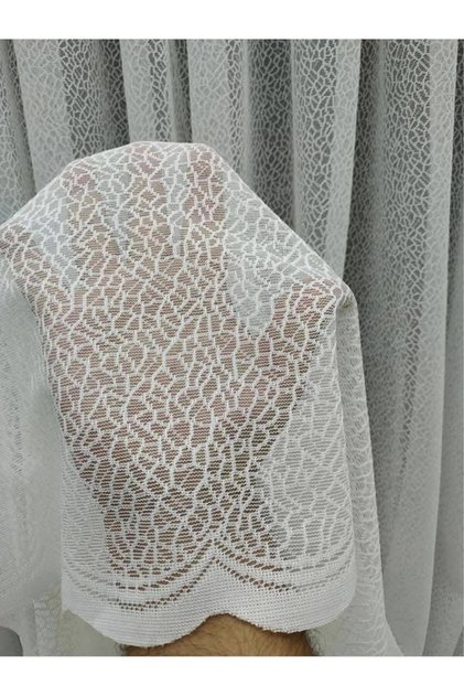 Tripe Patterned Tulle Curtain | Off-White | 1X3 Dense Pleat | Flowing Decorative Design | Modern Living Room Curtain