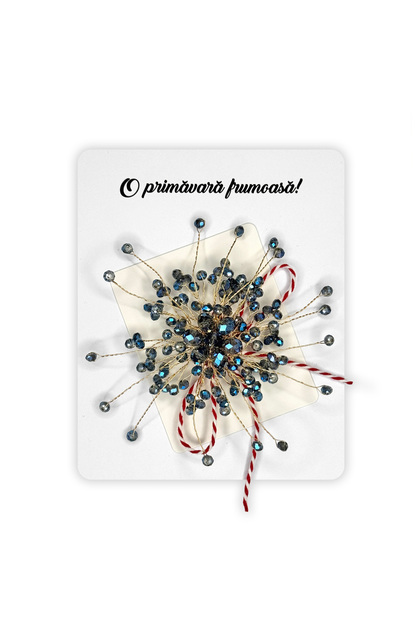 Martisor Brosa Florala „Elegance” cu margele fatetate, 10cm
