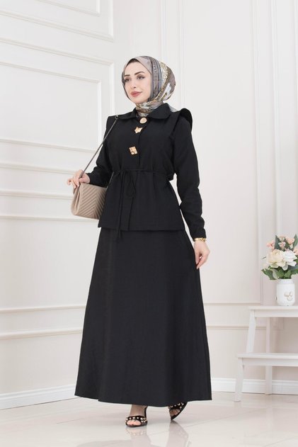 Royal Skirted Double Bella Set - Black
