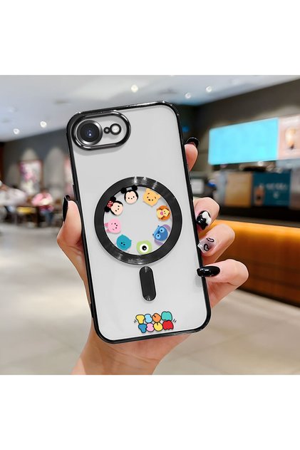iPhone 16E Compatible Transparent Soft Silicone Magsafe Wireless Phone Case Cute Pattern