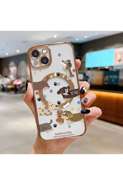 iPhone 13 Compatible Transparent Soft Silicone Magsafe Wireless Phone Case Dog Pattern