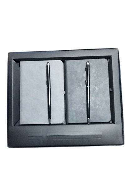 Gift 2 Notebooks 2 Pens Set Hard Leather Covers Rubberized 96 Sheets 9X14 cm