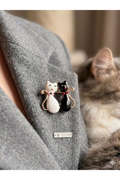 Şık ve Sempatik Kedi Temalı Broş
