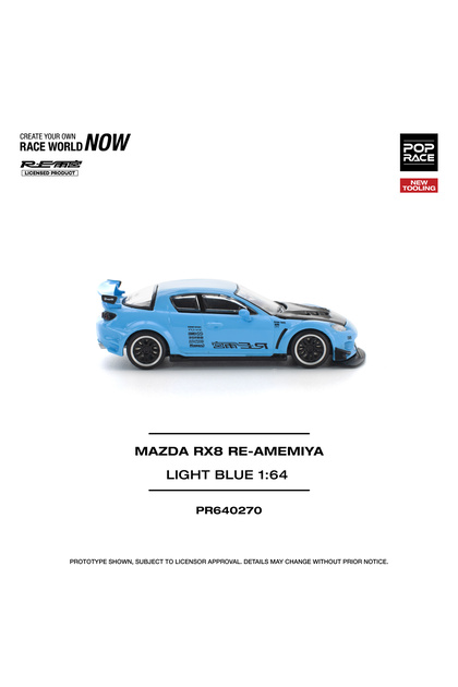 pop race 1 Pop Race Mazda RX8 RE-Amemiya Light Blue 1:64 Diecast