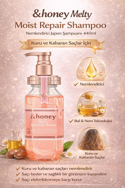 Moist Rich Shampoo 3本 + トリートメント 2本 &Honey Melty Moist Repair Shampoo 1.0 Nemlendirici Şampuan 440ml