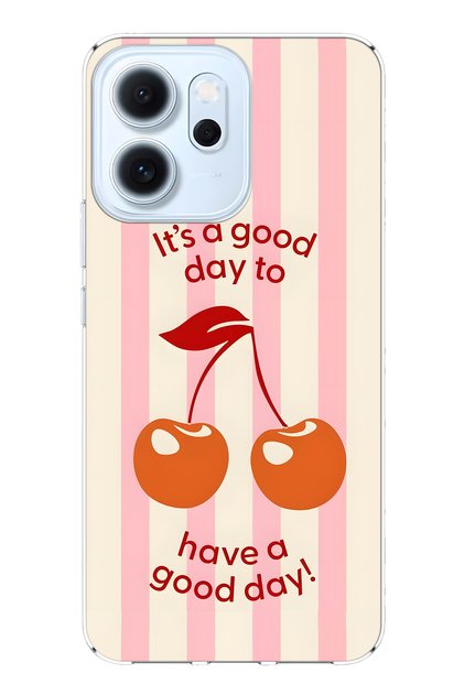 Oppo Reno 14F Compatible Cherry Patterned Transparent Phone Case