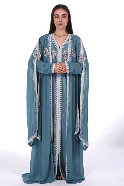 green emerald velvet dress ELARA Belted Kaftan Dress in Poppy Red – Esmé New York main image 1