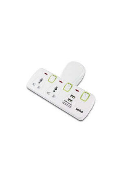 2-Way Multi Plug Adaptor with USB, 13 A Fuse and 3250 W Load