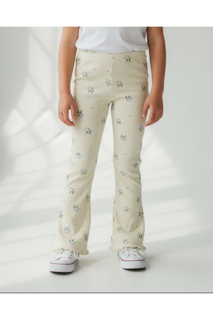 Girls Mint Floral Flared Leggings