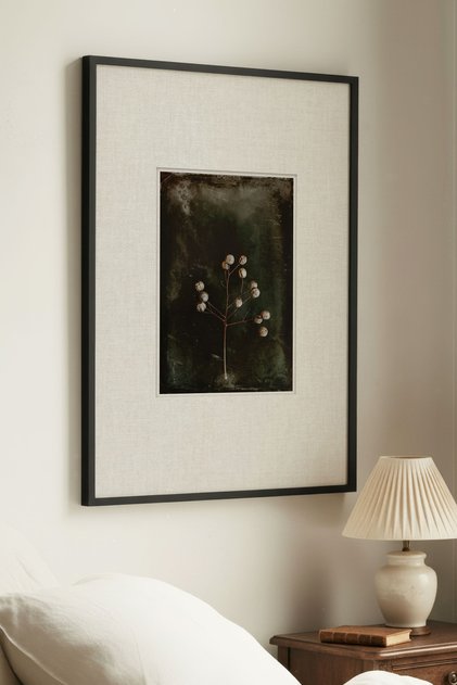 1 Piece Black Wooden Framed Minimalist Dark Nature Theme Vintage Painting