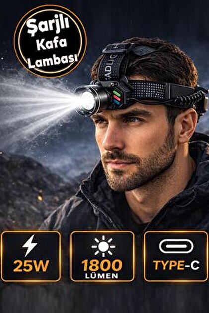 KLIGHT Profesyonel Şarj Edilebilir Kafa Lambası - Zoom Özellikli