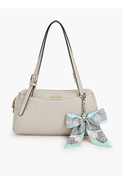 Textured Shoulder Bag with Scarf Detail