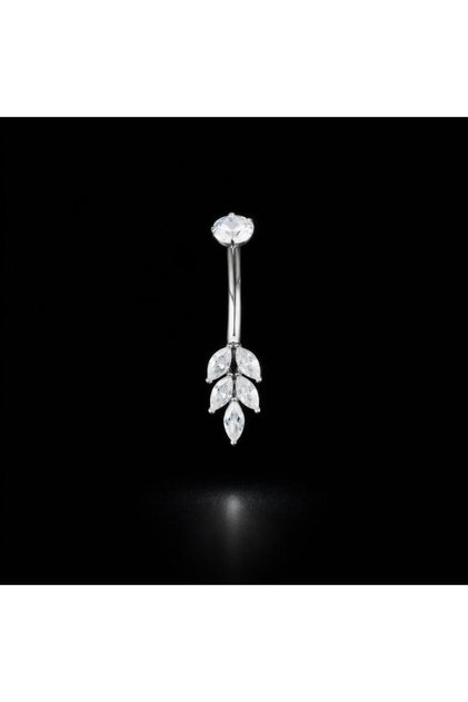 5 Markiz Zirkon Taşlı Işıl Işıl Yaprak Model Göbek Piercingi