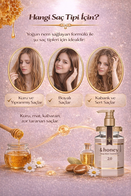 &Honey Deep Moist Hair Treatment 2.0 Saç Bakım Kremi 445 g | Yoğun