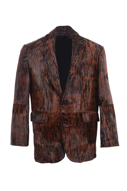 ZEBRA BLAZER Kadın Kahverengi Zebra Desen Hakiki Deri Ceket