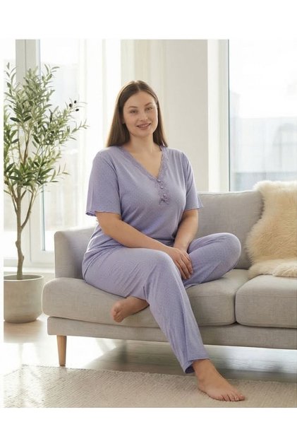 Plus Size Women's Pajama Set 2Xl-5Xl Relaxed Fit Soft Fabric Home Wear Sleep Set