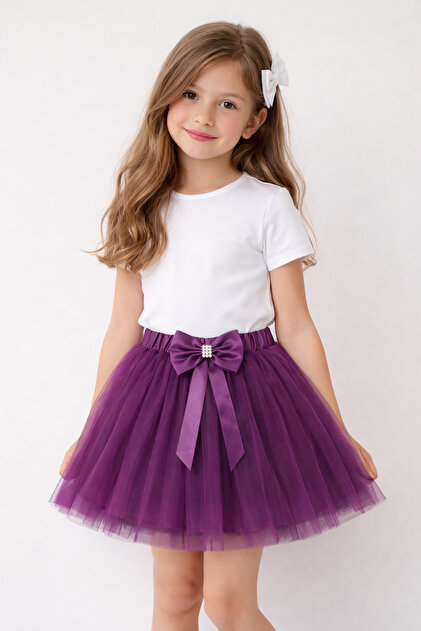 Girl's Fuchsia Tutu Skirt Bow Detail Tulle Skirt April 23 October 29