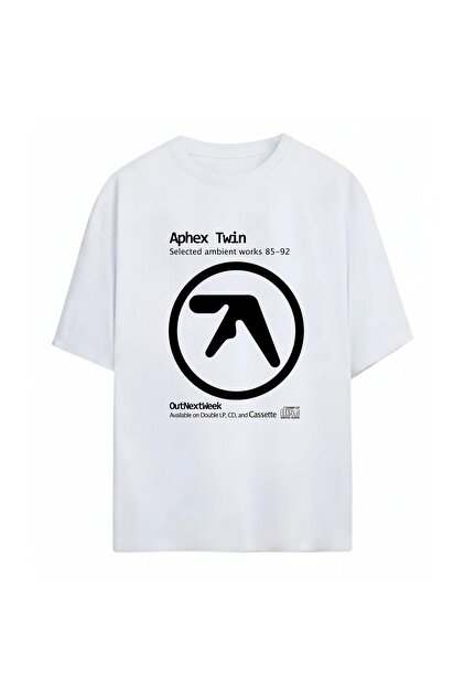 ZOKAWEAR Unisex Bol Kalıp Aphex Twin Baskılı Siyah Tişört - Tshirt