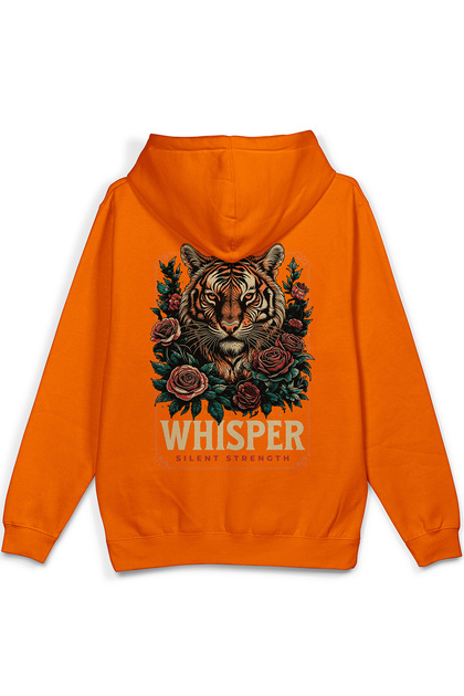 Whisper Kaplan Sırt Printed Hooded Half Oversized Sweatshirt Orange Hoodie 1376