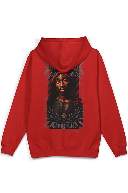 Overoz Tupac 2Pac Back Printed Hooded Half Oversized Sweatshirt