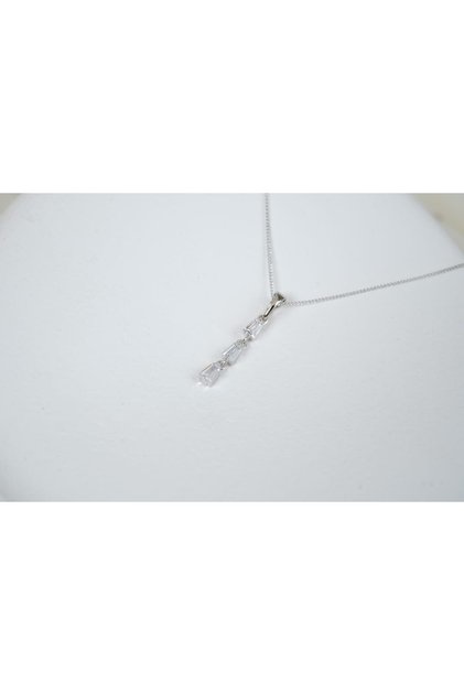 Mkol012 Baget Stone Three Stone Necklace Silver