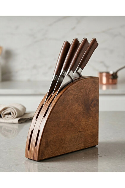 Wooden Decorative Slice Knife Holder Kitchen Organizer