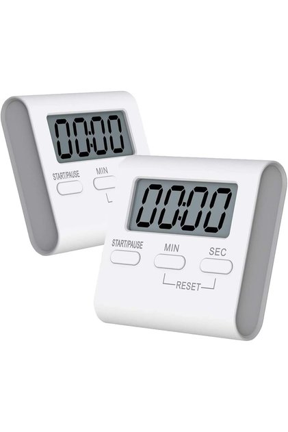 2-Pack Small Digital Kitchen Timer, Magnetic Countdown Clock with Loud Alarm, White, for Cooking
