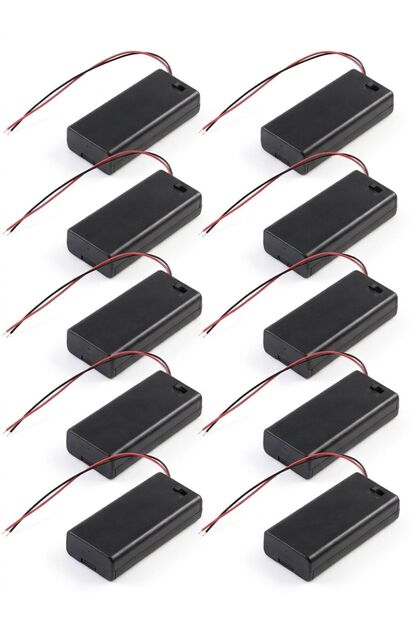 2 Aa Battery Holders (with Cover and Switch) - 10 Pcs