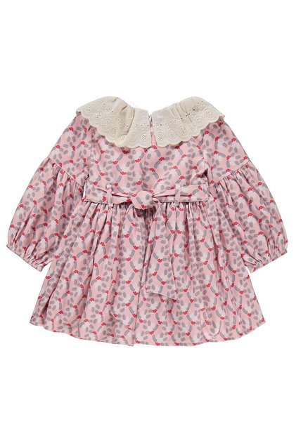 Lace Dress with Elastic Collar and Sleeves for 2-5 Years - Pink 4-5 Years