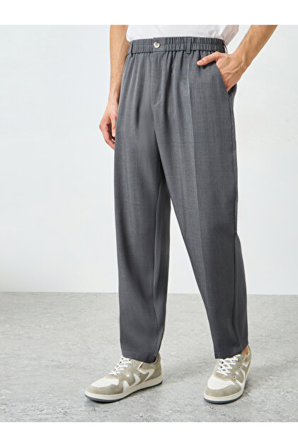 Men Charcoal Slant Pocket Straight Leg Pants