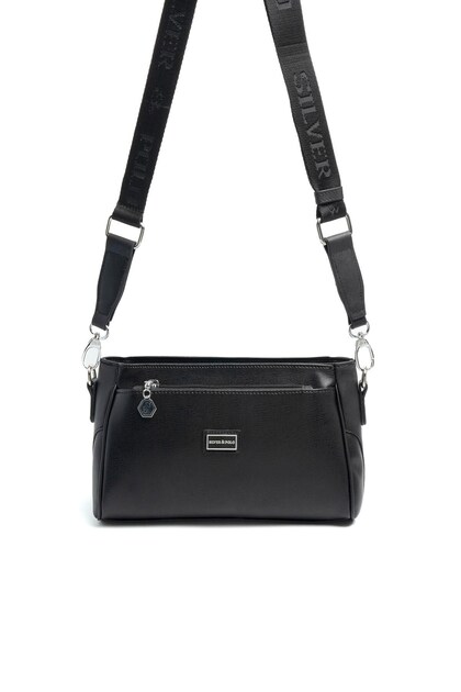 Black - Black Plain Women's Crossbody Bag Sp1273