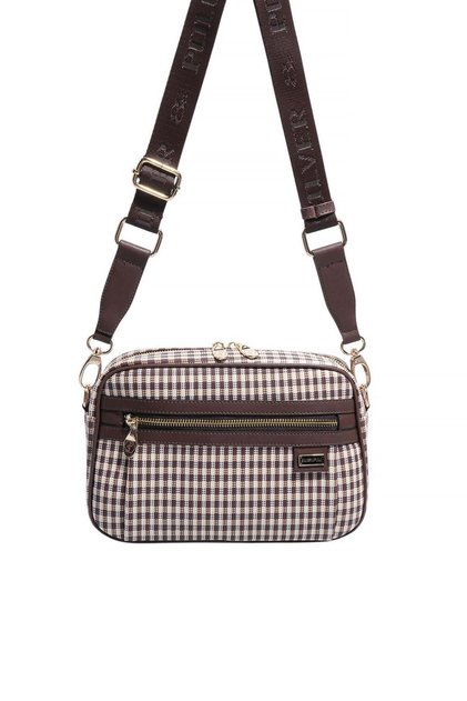 Coffee Yellow - Brown Plaid Line Square Women's Crossbody Bag Sp1280