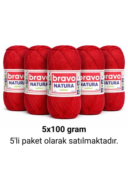Natura Cotton Red 401 bumbac fire 100gr 200mt Ață de tricotat Ață Amigurumi