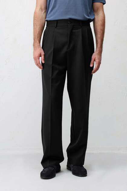 Siyah Relaxed Fit Erkek Pantolon