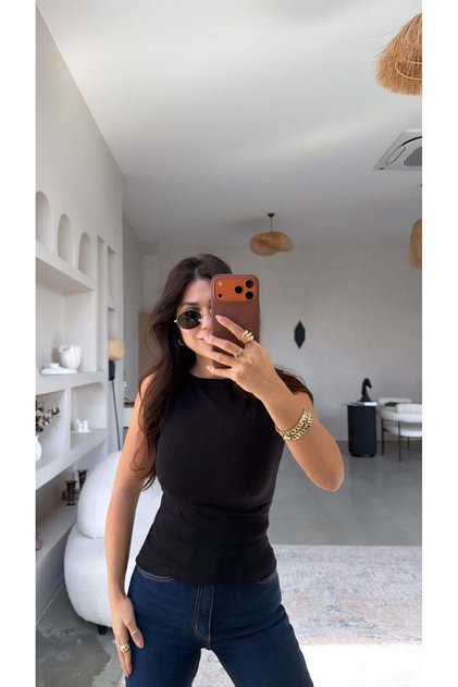 Black Boat Neck Cotton Athlete
