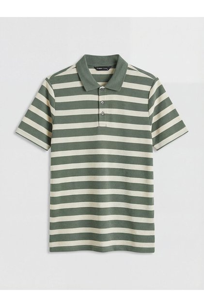 Green Polo Collar Striped Men's T-Shirt from Giyçık Store