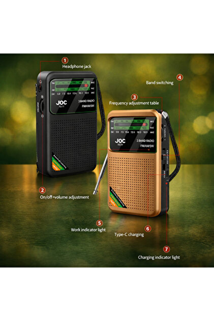 ÇevrimHome Joc Tg 77 Şarjlı Cep Radyosu Fm/Am/Sw Usb Şarjlı Radyo