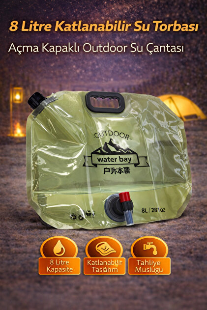 【美品】digne jacquard tank MAKAMP Katlanabilir Su Torbası 8 Litre Musluklu Kamp Su Deposu