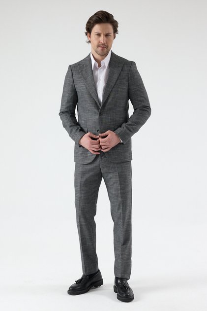 Hero Men's Black-Grey Spring-Summer Jacket + Trousers 2-Piece Suit