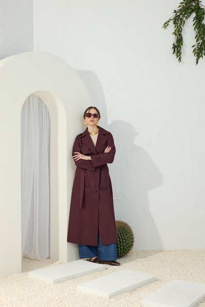 Burgundy Unlined Trench Coat