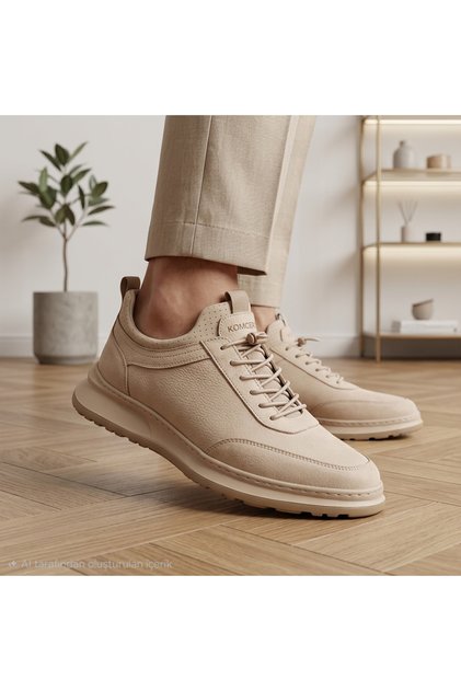 Komcero Rubber Laced Wrinkled Leather Model Lightweight Genuine Leather Men's Casual Sports Classic Shoes Y3188