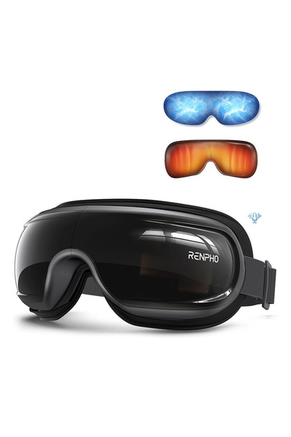 Aparat masaj ochi cu vibratii, compresie aer, incalzire, Bluetooth, pliabil, relaxare