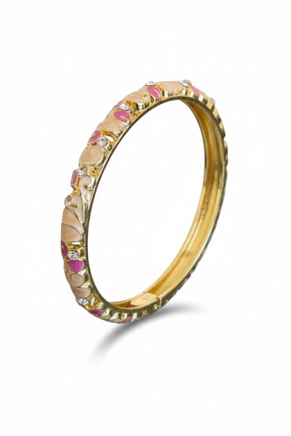 Gold Color Enamel Handcuff Bracelet