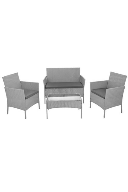 Set de mobilier de grădină din ratan gri VarioShop®