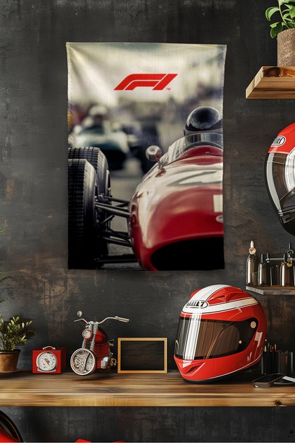 F1 Themed Vintage Wall Covering Rug Sq Tapestry Formula 1