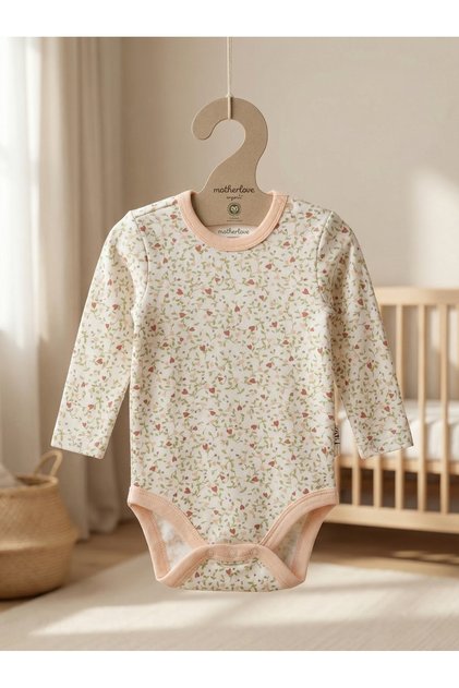 100% Organic Cotton Long Sleeve Baby Bodysuit 0-3 Months Soft Newborn Bodysuit with Snap Fasteners