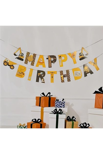 Excavator Banner Party Decoration