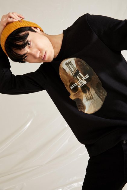 Sweatshirt Kumaşı İçi Yumuşak Tüylü Slim Fit Sweatshirt
